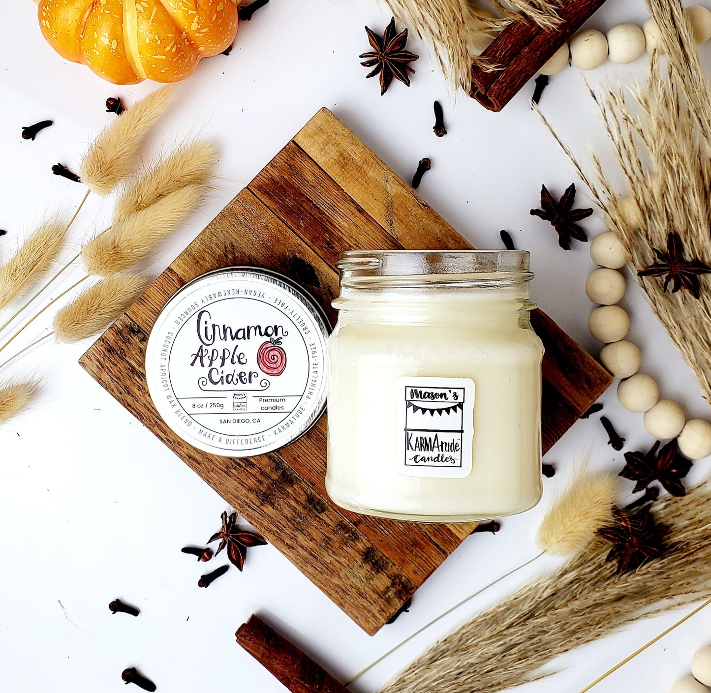 Cinnamon Apple Cider Mason jar candle 8 oz