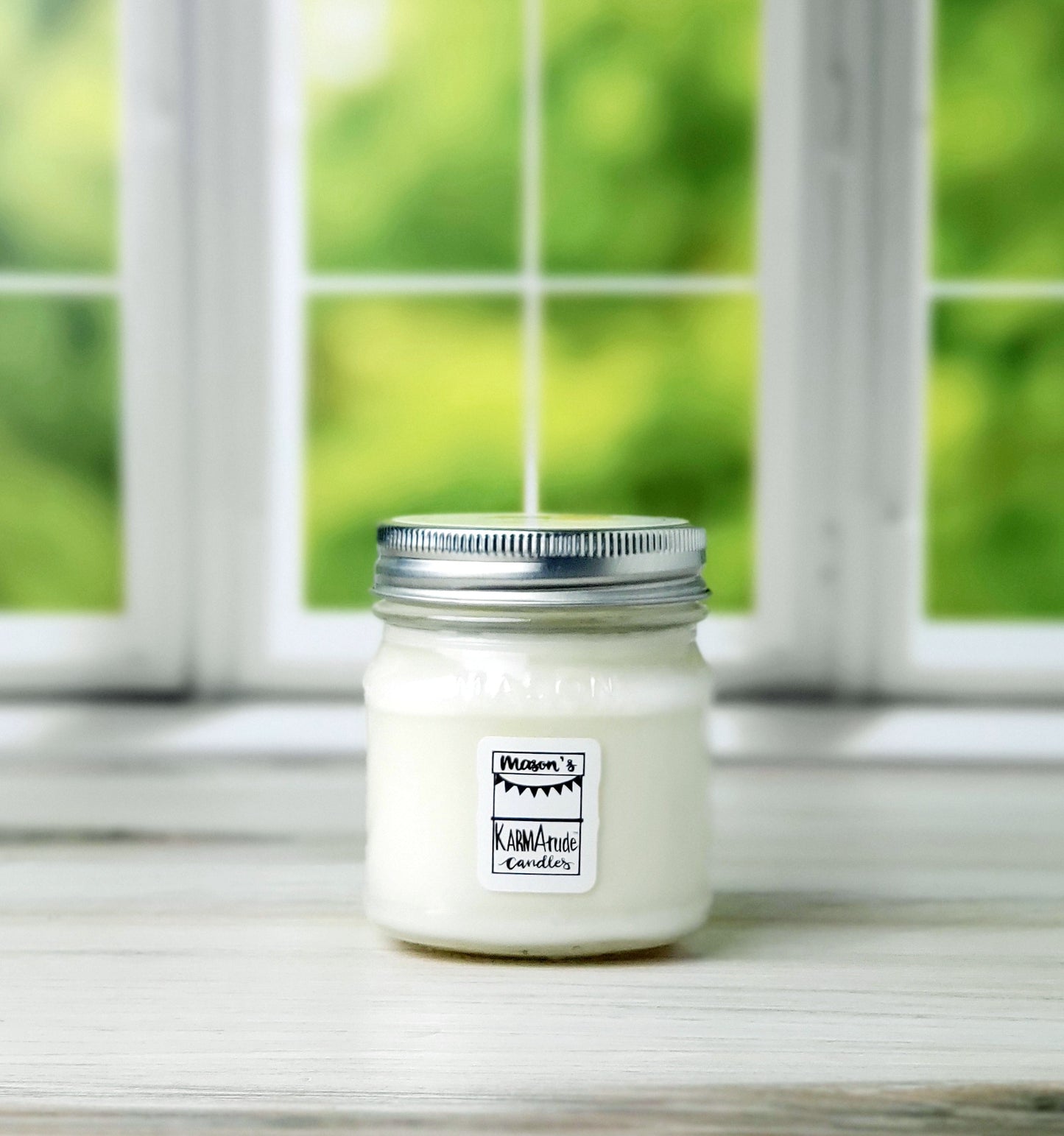 Coconut Citrus Agave 8 oz candle in mason jar with lid