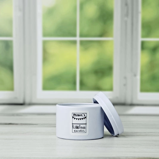 Vanilla Coconut Soleil 4 oz candle in white tin with lid