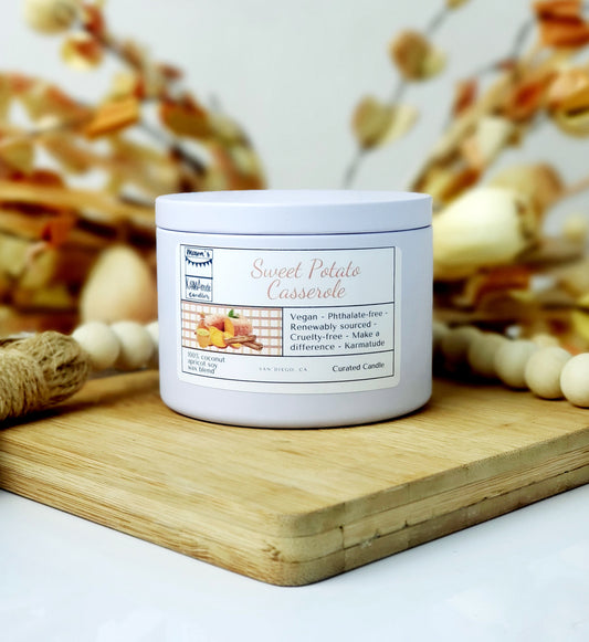 Sweet Potato Casserole 8 oz candle in white tin with lid