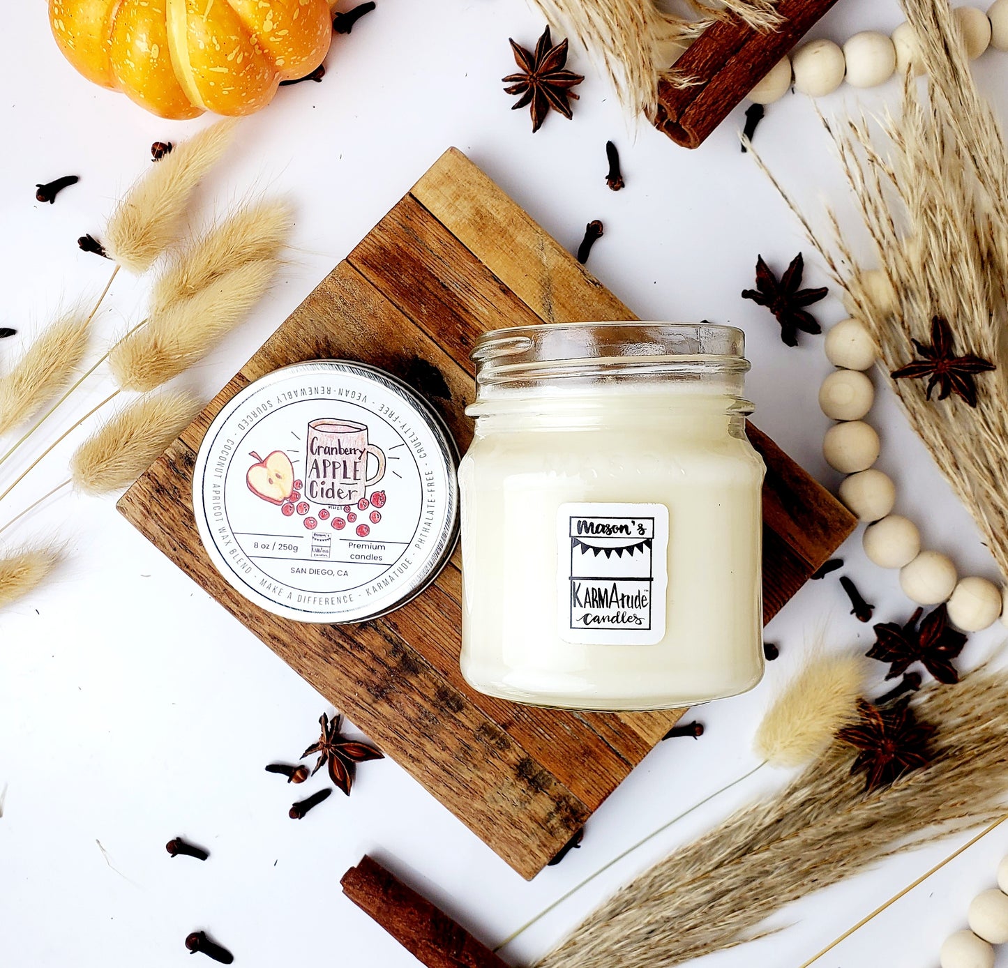 Cranberry Apple Cider Mason jar candle 8 oz