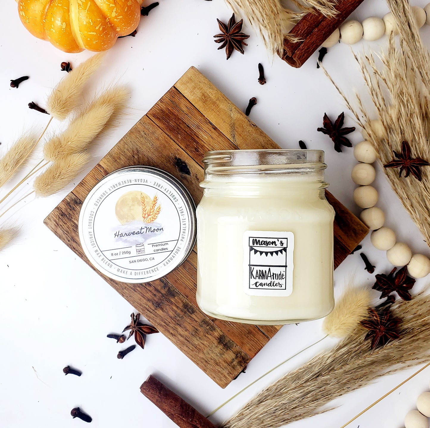 Harvest Moon Mason jar candle 8 oz